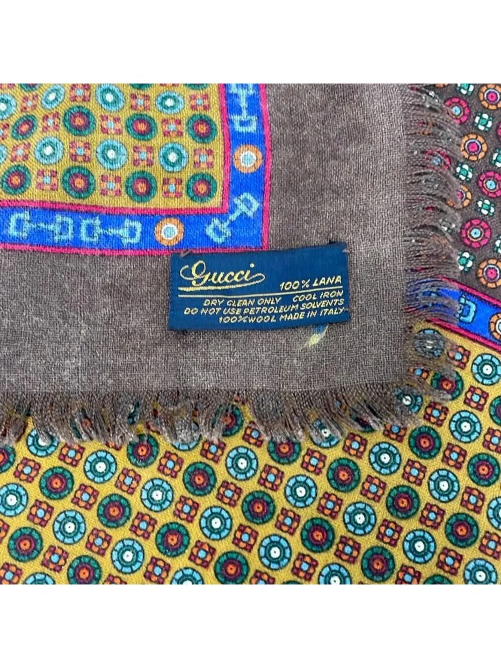 Gucci Shawl Vintage Dark Brown Wool Scarf